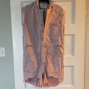 One Teaspoon pink denim romper XS
